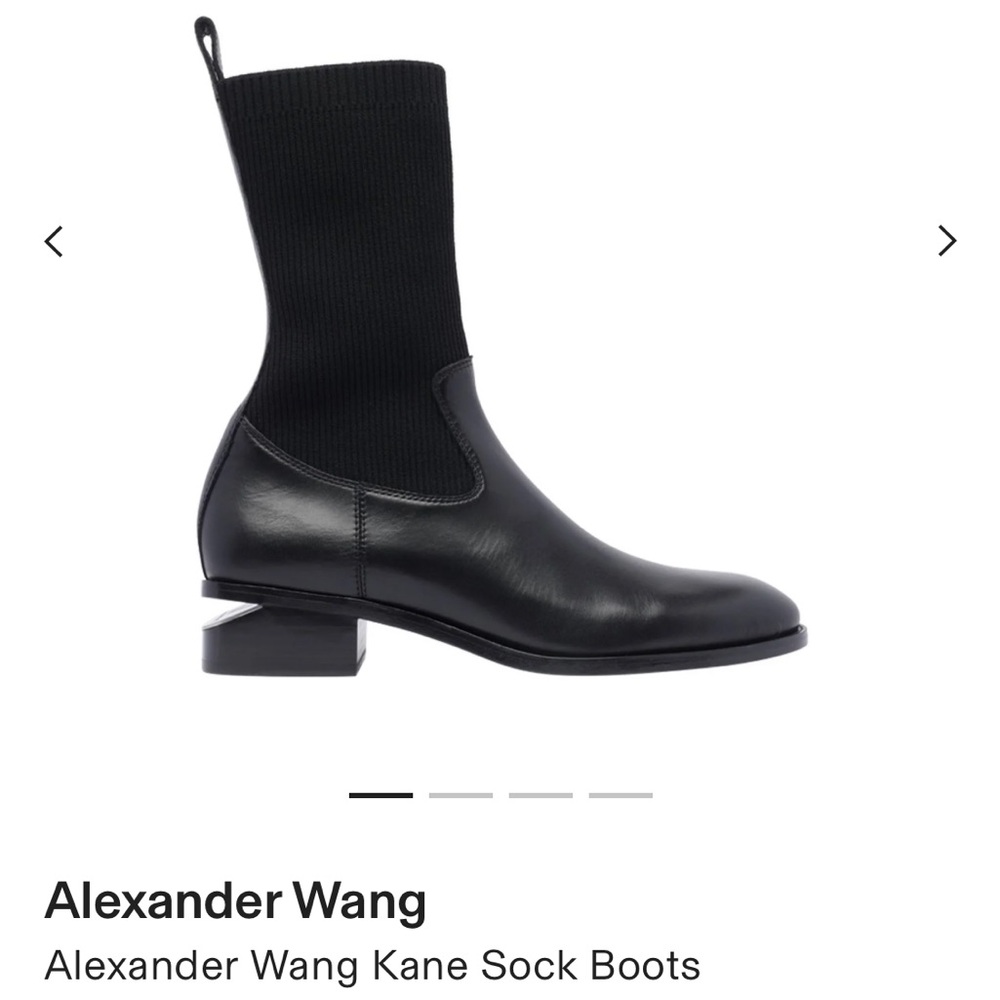 Alexander Wang Black Leather Sock Boot with Sculpted Heel